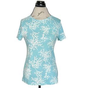 Croft & Barrow Womens Blouse Size XS Classic Tee Green 100% Cotton Short Sleeve